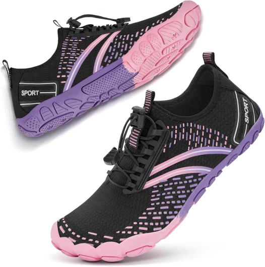 Hiking Barefoot Water Shoes for Women Men Beach Swim Aqua Pool River Quick Dry Athletic Wide Toe Outdoor Sport Kayaking Boating Rock Climbing Yoga Lake A Pink 8.5 Women/7 Men