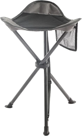 Tall Folding Tripod Stool for Outdoor Camping Walking Hunting Hiking Fishing Travel, Support 225 lbs Black Fabric Seat