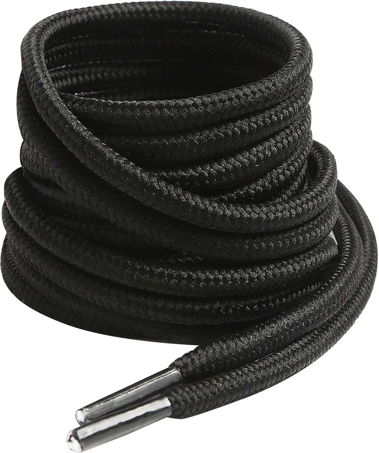 2 Pairs Round Boot Laces, 5/32" Outdoor Work & Hiking Shoe Laces for Boots 55.1" (140cm) Black