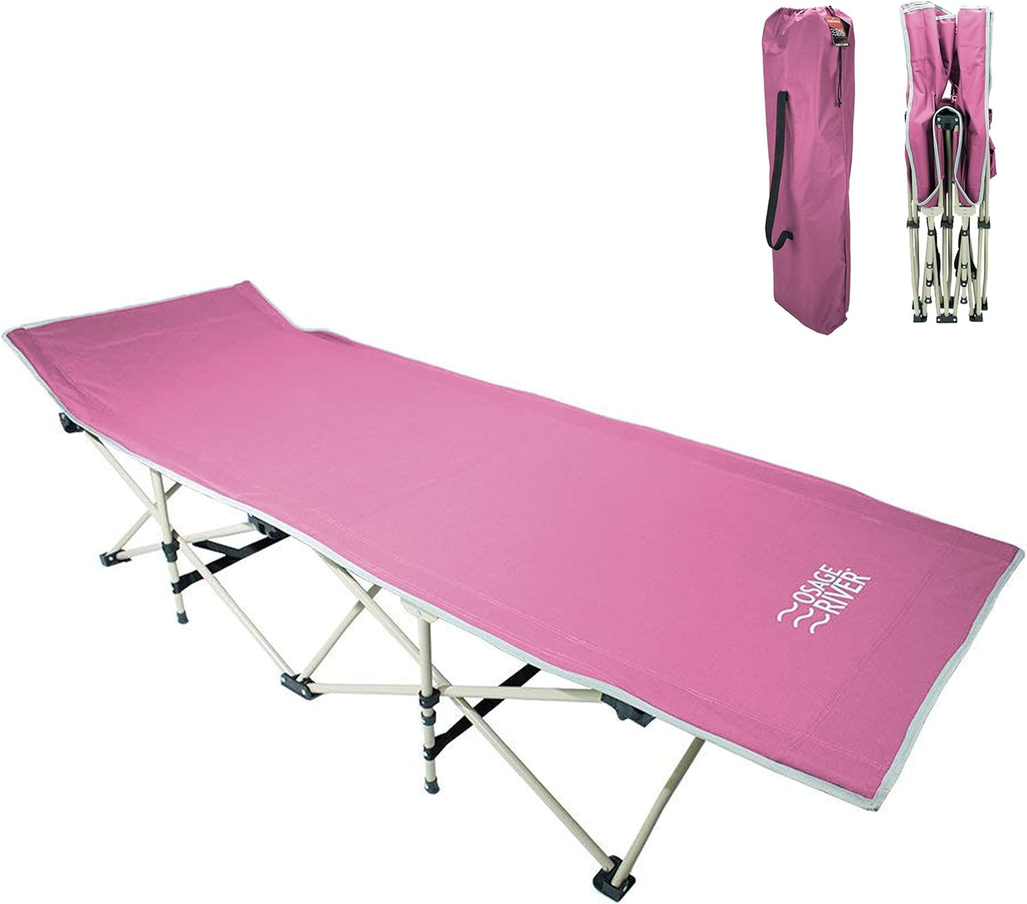 Camping Cot for Adults - Folding Camping Cot - Portable Cots for Sleeping - Rated for 300 lbs Pink