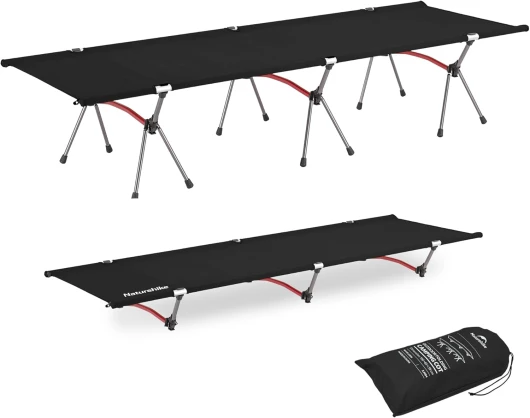 ArmyWild Folding Camping Cot, Height Adjustable Ultralight Backpacking Cot, Portable Camping Bed for Camping Hiking Travel Home Black