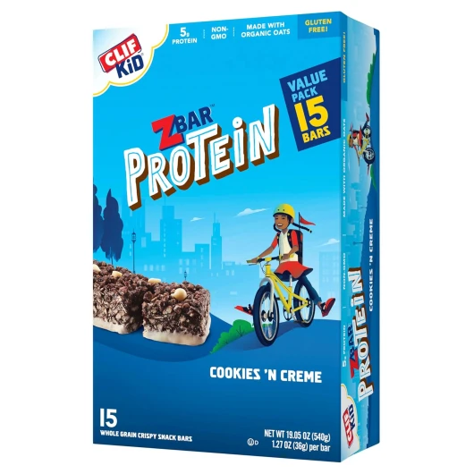 Zbar Protein - Cookies 'n Creme - Crispy Snack Bars - Made with Organic Oats - Non-GMO - 5g Protein - Gluten Free Protein Bars (15 Pack)