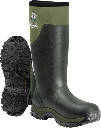 Men's Waterproof Insulated Rubber Hunting Boots – 6mm Neoprene Rain Boots for Outdoor Work, Fishing, Farming & Gardening 10 Green