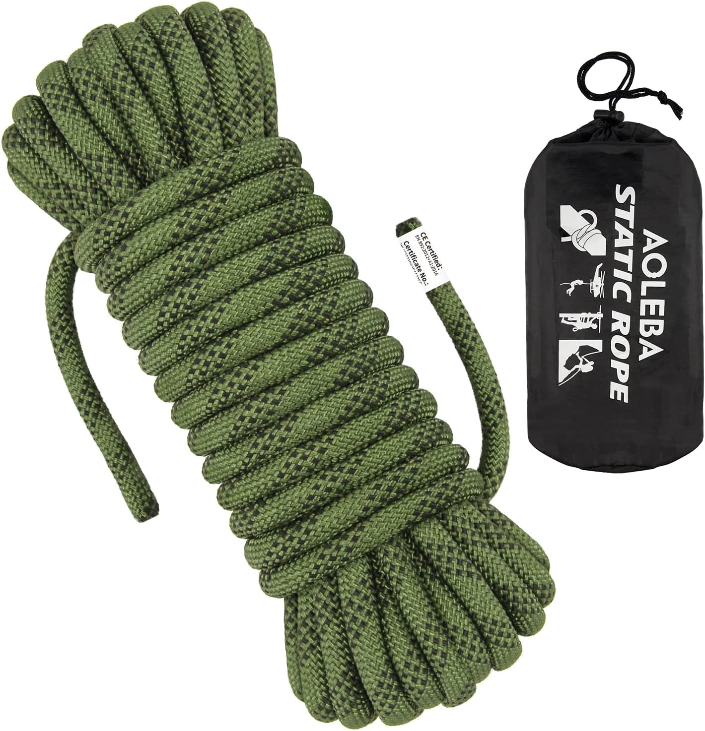 10.5 mm Static Climbing Rope 10M(32ft) 20M(64ft) 30M(96ft) 50M(160ft) 70M(230ft) Outdoor Rock Climbing Rope, Escape Rope Ice Climbing Equipment Fire Rescue Parachute Rope Green 32ft