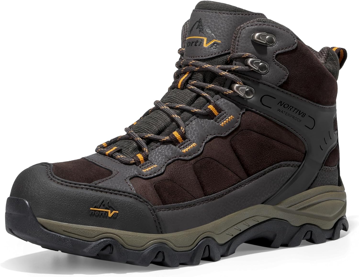 Men's Waterproof Hiking Boots Outdoor Mid Trekking Lightweight Mountaineering Shoes Paladin 11 Brown