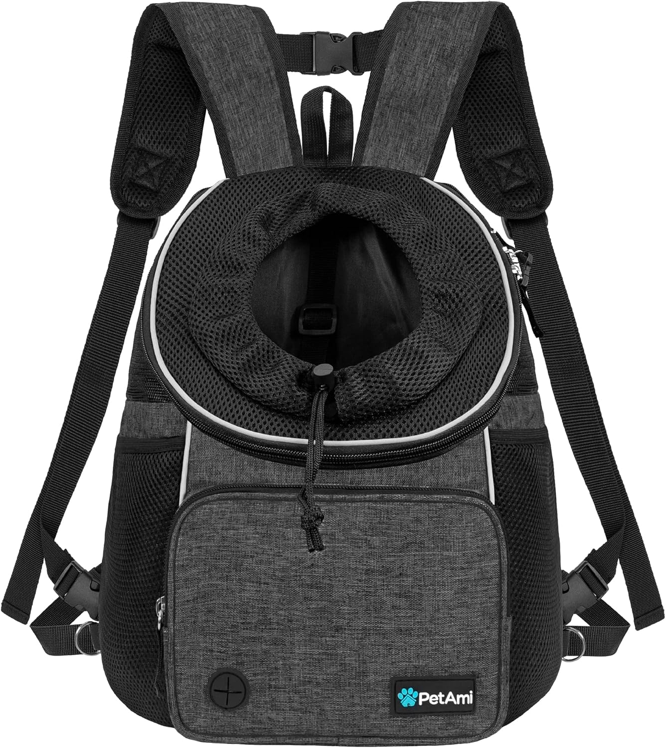 Adjustable Dog & Cat Chest Carrier Backpack, Ventilated for Hiking & Camping, Small to Large Pets Up to 15 lbs, Dark Gray Large (15.5x9x18) Dark Gray