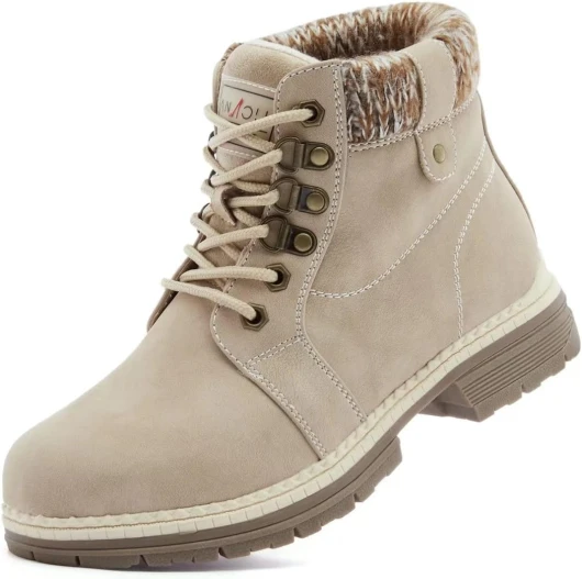 Casual Winter Hiking Boots For Women - Womens Outdoor Snow Ankle Boots Waterproof Lightweight Lace up Fur Lined Walking Hiking Shoes 6 18-winter-beige