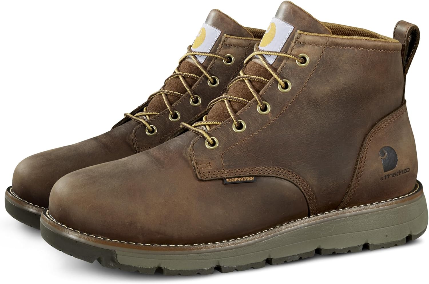 Millbrook Waterproof Wedge Boot - Work Boots for Men, Slip & Electrical Hazard Resistant, with 5" Shaft, Breathable Membrane, and Lightweight EVA Midsole 8.5 Brown Oil Tanned