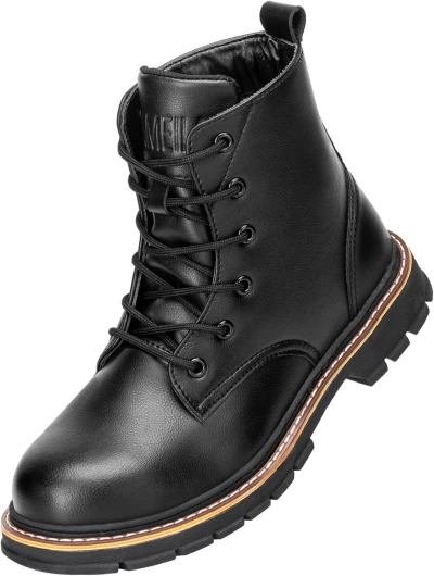 Steel Toe Boots for Women Men, Waterproof Lightweight Safety Work Boots Durability Composite toe Construction Shoes with 6" 5.5 Women/4 Men Black