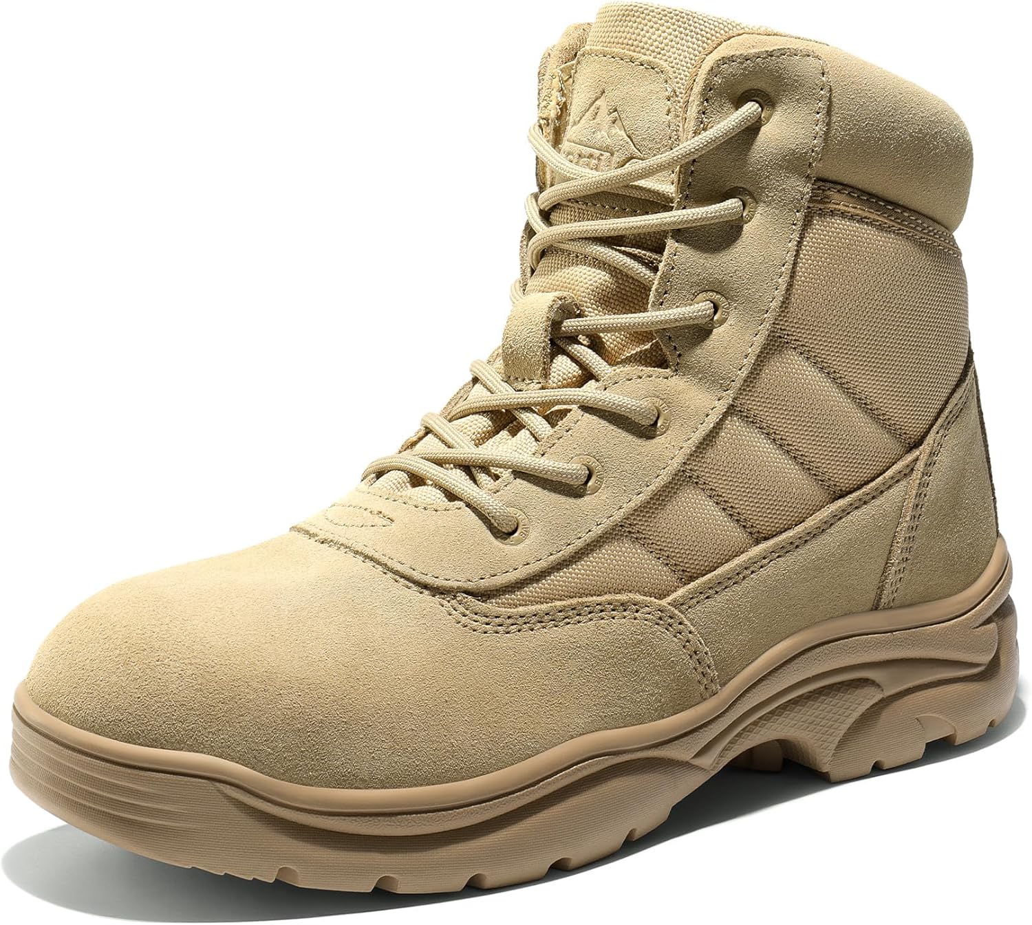 Men's Waterproof Tactical Work Boots Leather Outdoor Hiking Military 6 Inches Motorcycle Combat Boots Contractor 10.5 Sand