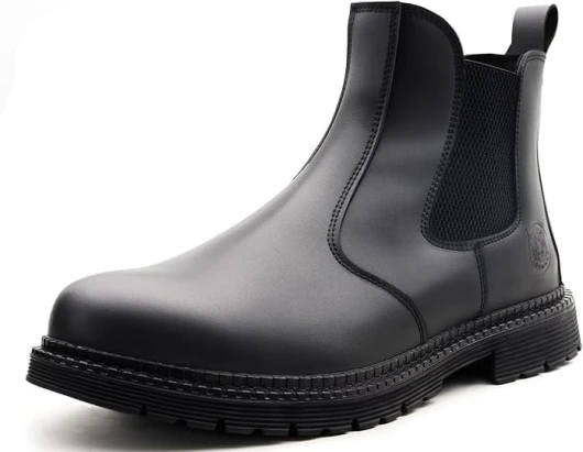 ZERVRTON Steel Toe Work Boots for Men,Slip-on Work Boots,Men's Industrial & Construction Shoes,Waterpoof Safety boots,Non-slip,Comfortable,Lightweight 11 Light Steel Toe Black
