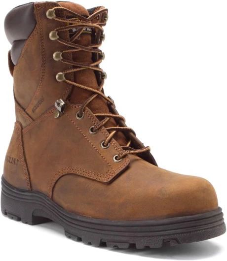 Men's Surveyor 8" Steel Toe Waterproof Work Boot Brown 9 Wide