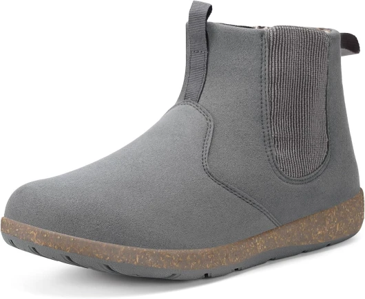 Womens Mens Chelsea Boots Minimalist Winter Snow Boots Wide Width Ankle Booties with Arch Support Slip-on Short Boot Shoes 7.5 Wide Women/6 Wide Men Grey