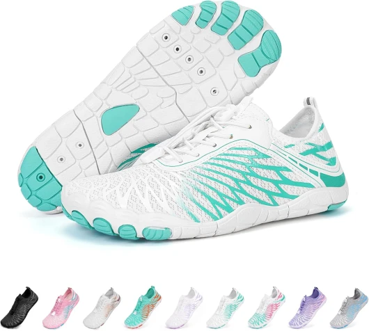 Hike Barefoot Shoes Women Men Non-Slip Healthy Breathable Fashion Trail Running Womens Mens Wide Toe Zero Drop Water Shoe A White Green 9.5 Women/8.5 Men
