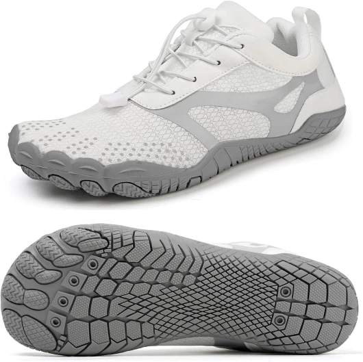Barefoot Shoes Mens Womens Minimalist Cross Training Shoes with Wide Toe Box Athletic Zero Drop Trail Walking Hiking Running Sneakers 7 Women/6 Men White