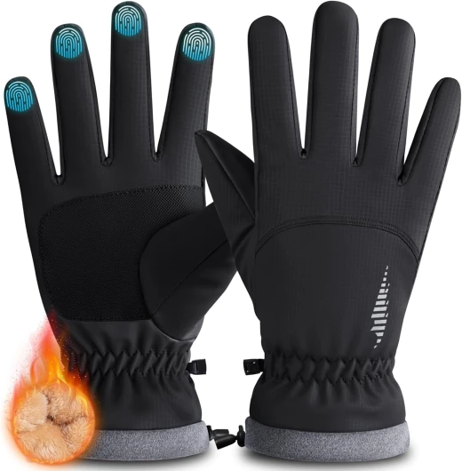 Winter Waterproof Ski Snow Warm Gloves for Women Men, Windproof Cold Weather Thermal with Touchscreen Fingers, for Running Driving Cycling Hiking Biking Outdoor Sports Daily Work Black Medium