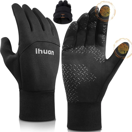 Winter Gloves for Men Women Waterproof Running Cycling For Cold Weather, Thermal Warm Windproof Material And Touch Screen Finger for Skiing Snow Driving Snowboarding Black Medium