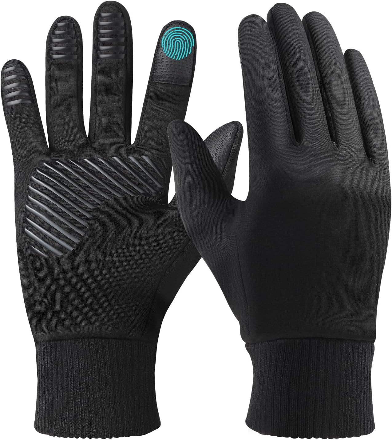 Winter Waterproof Gloves for Women: Water Proof Touch Screen Gloves for Men Running Hiking, Cold Weather Touchscreen Gloves for Phone Texting, Warm Snow Water Resistant Thermal Gloves Black Black Medium