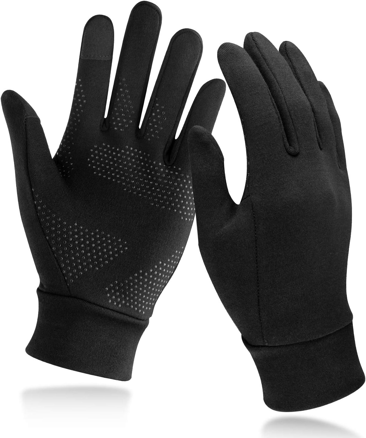 Lightweight Running Gloves, Touch Screen Anti-Slip Warm Gloves Liners for Cycling Biking Sporting Driving for Men Women Black Medium