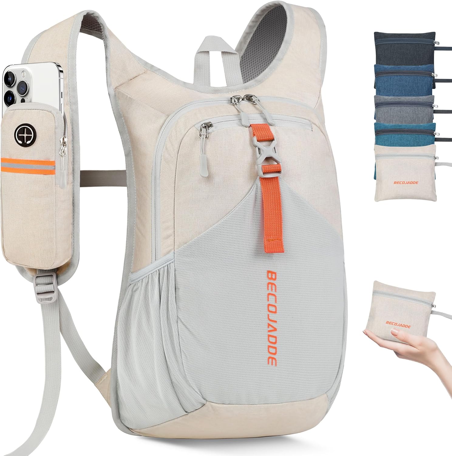 15L Small Hiking Backpack for Men Women Foldable Packable Back Pack Ultralight Hiking Daypack for Travel Camping Outdoor, Beige Beige 15L