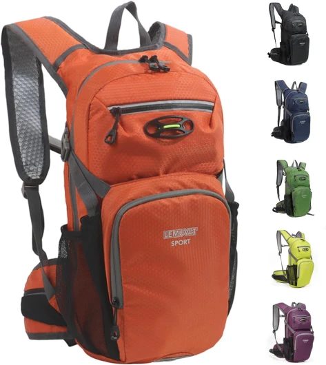 Hiking Daypack Waterproof Biking Backpack 15L Lightweight Durable Backpack for Ski Snowboarding Running MTB Cycling Orange
