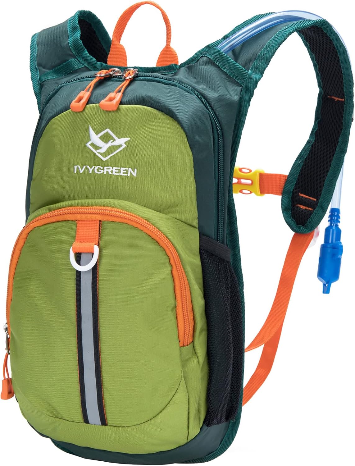 Kids Hydration Backpack, Hiking Backpack for Boys or Girls with 1.5L Water Bladder Army Green - Small