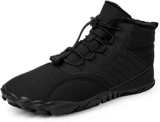 Winter Hike Barefoot Boots Womens,Minimalist Warm Zero Drop Snow Boot Slip On Barefoot Footwear Men Wide Waterproof hike barefoot shoes women 7 Women/5 Men Black 902