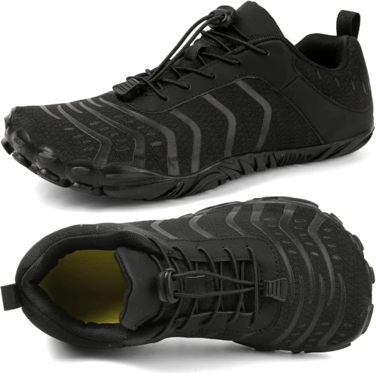 Barefoot Shoes Men Women Minimalist Shoes Zero Drop Workout Cross-Trainer Hiking Water Wide Toe Box Grounded Footwear Weightlifting Walking 10.5 Women/9.5 Men Black