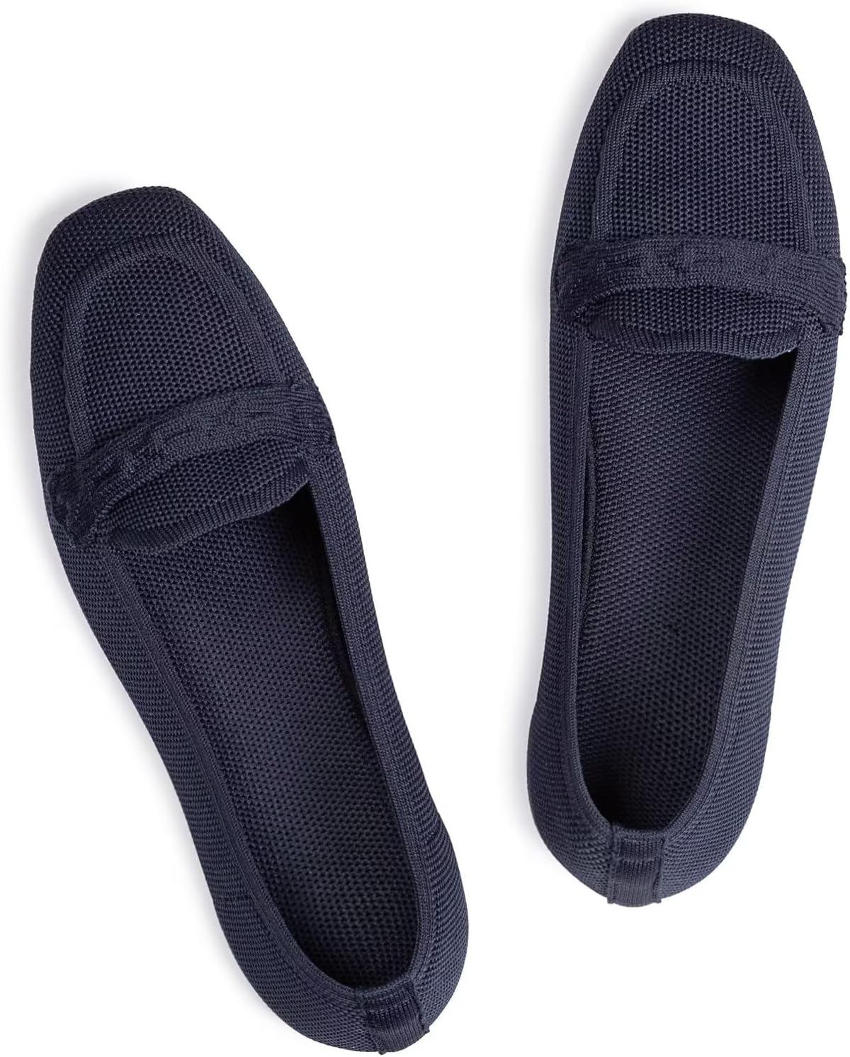 Women's Loafer Flats Square Toe Comfortable Office Work Shoes, Cute Penny Loafer Slip On Walking Driving Shoes 8 6046navy