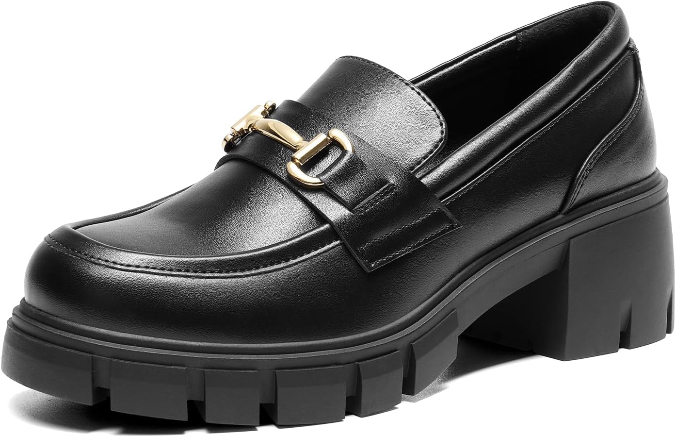 Loafers for Women Platform Chunky Loafers Slip On Casual Shoes 8 Black