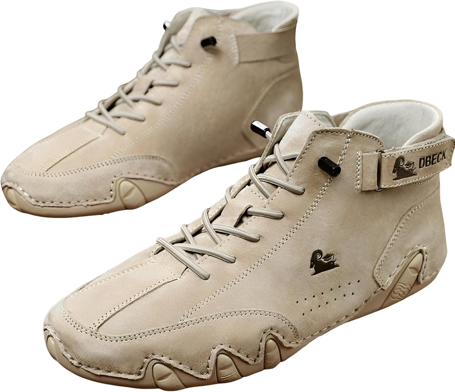 Men's Casual Suede Lace Up Flats Chukka Ankle Boots,Handmade High Top high boots Outdoor Walking Sneakers Slip-on Lightweight Non-Slip Driving Chukka Boots 12.5 Women/11 Men Beige