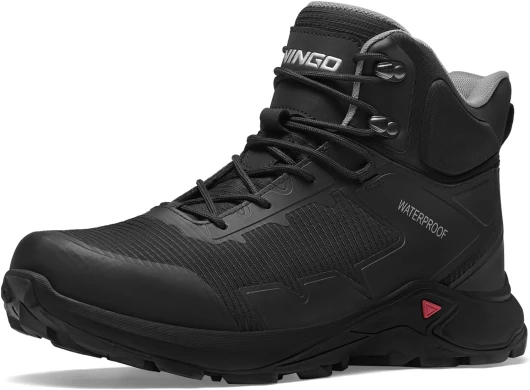 Men's Hiking Boots Waterproof Hiking Shoes Trail Shoes Lightweight Trekking Boots Comfortable Breathable Outdoor Boot Mid Ankle Boot for Camping, Backpacking, Mountain Trails 10.5 Black