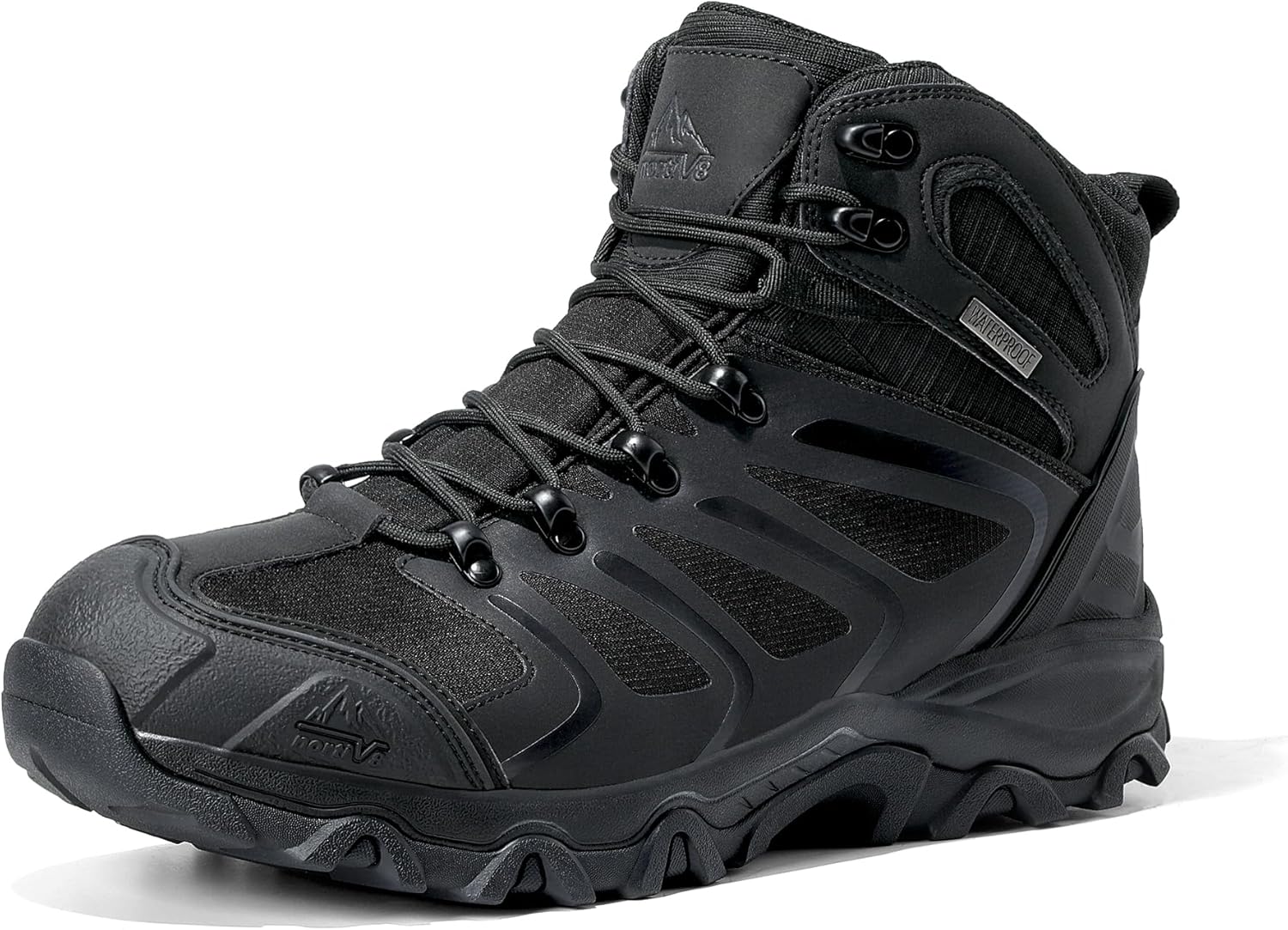 Men's Ankle High Waterproof Hiking Boots Outdoor Lightweight Shoes Trekking Trails Armadillo 11 All Black