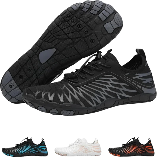 Lazuli Pro - Healthier and Comfortable Feet with Barefoot Shoes, Lightweight Flexible, Arch Support, Wide Walking Shoes (Unisex) 8-8.5 Wide Women/6-6.5 Wide Men Grey/Black