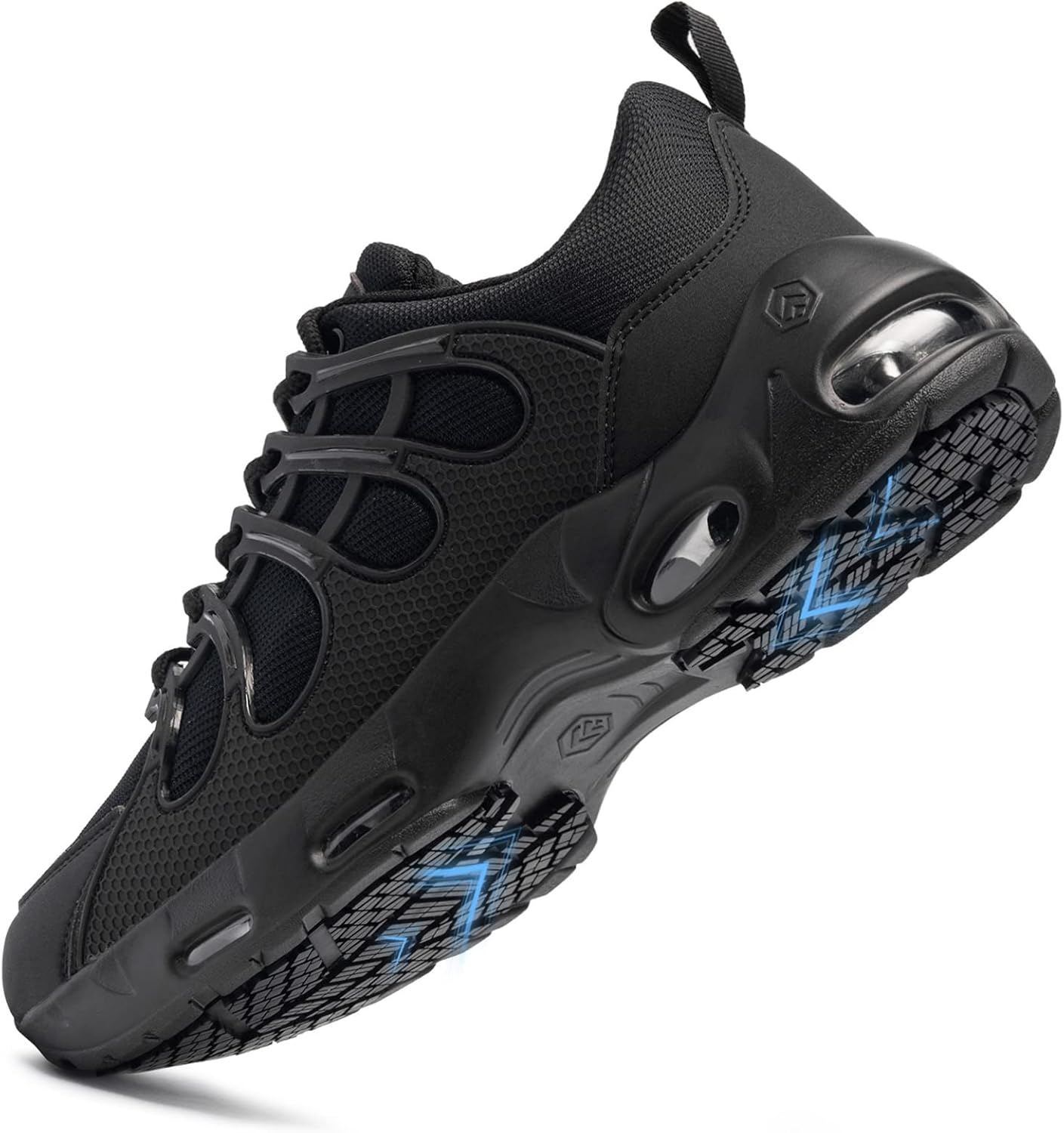 Non Slip Work Shoes for Men Slip Resistant Sneakers Casual Comfort Walking Mens Chef Kitchen Breathable Air Cushion Wide Width 10.5 Black