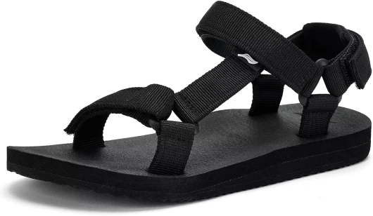 Kids Hiking Sandals Boys Girls Yoga Mat Insole Comfortable Walking Water Sandals With Arch Support for Beach Travel Athletic 12 Little Kid Black