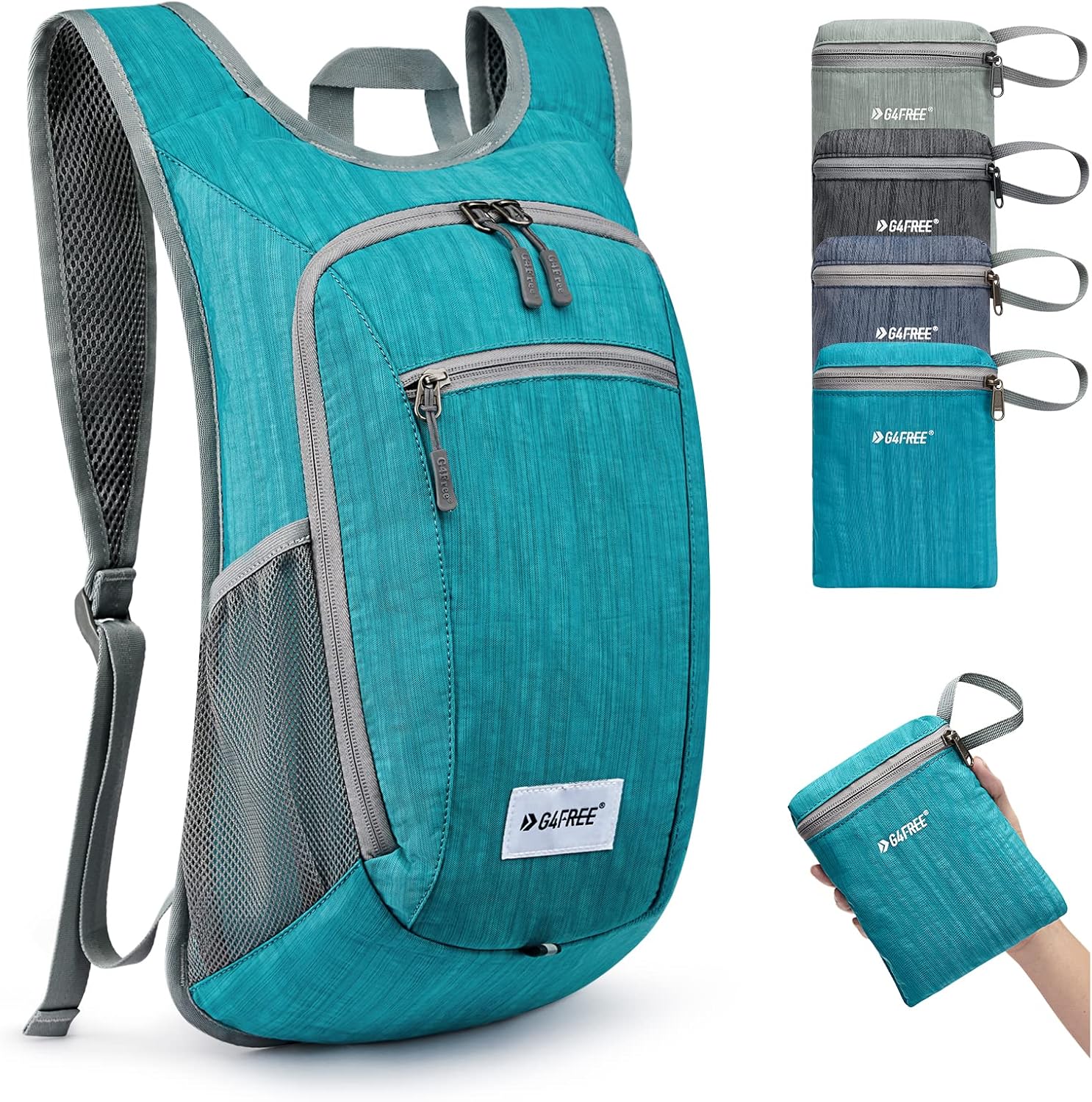 10L/15L Hiking Backpack Lightweight Packable Hiking Daypack Small Travel Outdoor Foldable Shoulder Bag Teal Blue 10L