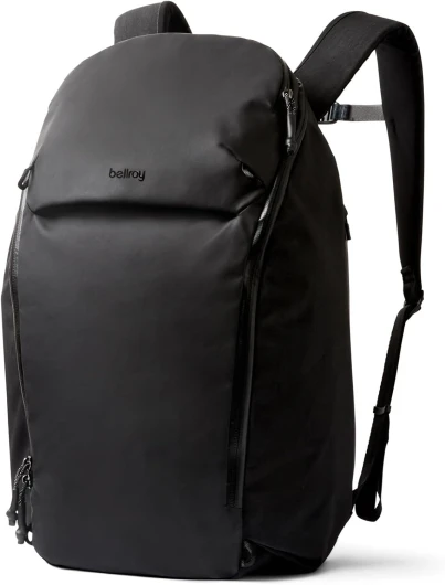 Venture Travel Pack (26 liter carry on travel backpack, with laptop sleeve, RFID protection and bonus 15 liter tote bag) - JetBlack