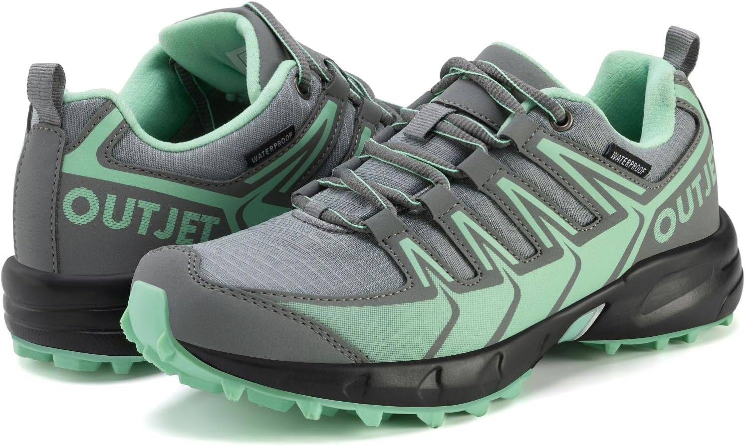 Women's Waterproof Hiking Shoes Lightweight Non-Slip Trails Walking Shoes Outdoor Sneakers 8 Waterproof-green