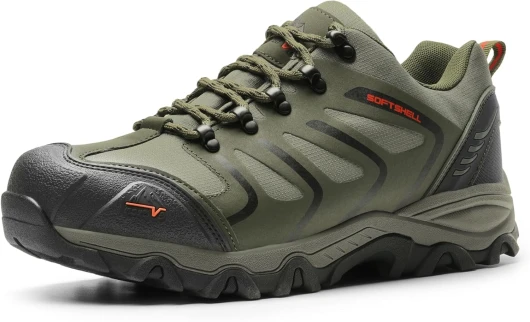 Men's Low Top Waterproof Hiking Shoes Trekking Trails Outdoor Work Shoes 12 Army/Green/Black/Orange