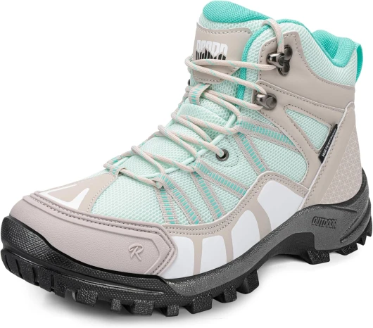 Womens Hiking Boots Waterproof Hiking Boots Womens Non-Slip Lightweight Outdoor Hiking Shoes Trekking Camping Trail Outdoor 9 Lightgrey