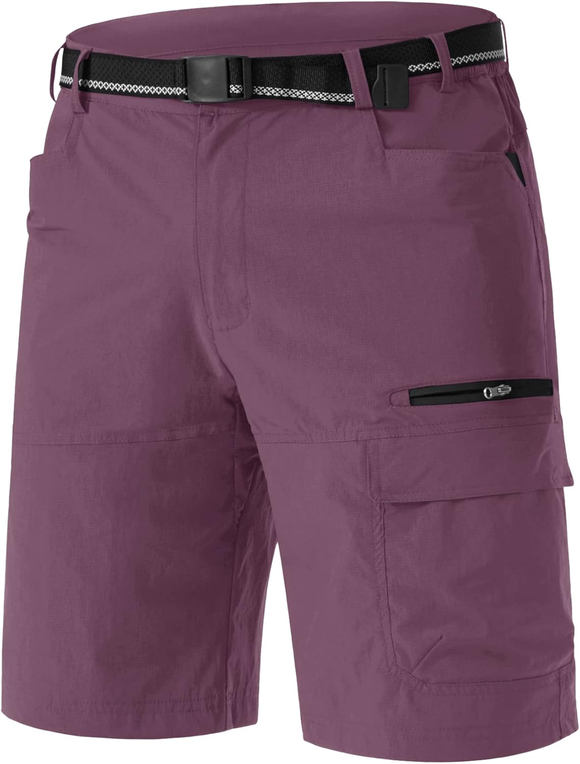 Men's Summer Outdoor Shorts Quick Dry Cargo Casual Work Hiking Shorts (NO Belt) 38 Puple-red