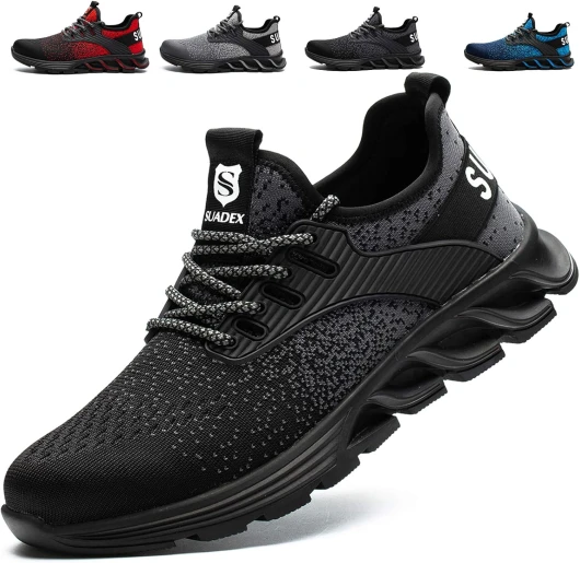 Steel Toe Sneakers for Men Women Indestructible Work Safety Shoes Lightweight Comfortable Slip Resistant Composite Toe 13 Women/11.5 Men Black