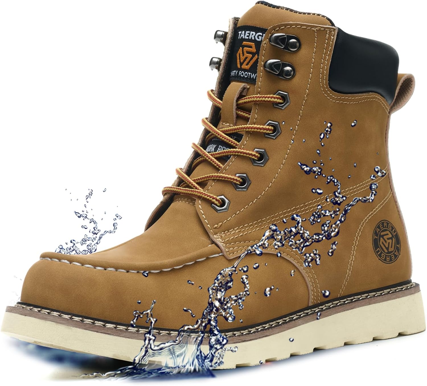 Waterproof Steel Toe Boots for Men-6 Inch Moc Toe Safety Work Boots Non-Slip Indestructible Construction Western Boot Mens Steel Toes Shoes 9 Waterproof Yellow