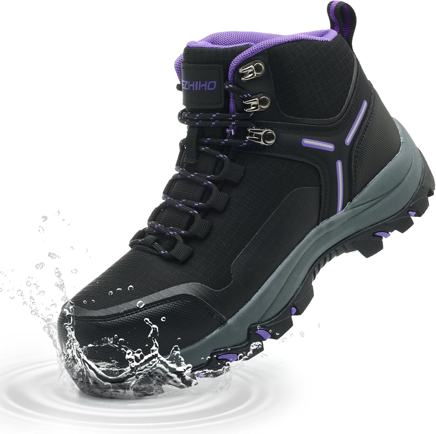 Waterproof Steel Toe Boots for Women Wide Width Non Slip Work Boots Lightweight Slip Resistant Safety Shoes Indestructible Construction Composite Toe Sneakers 6.5 Purple