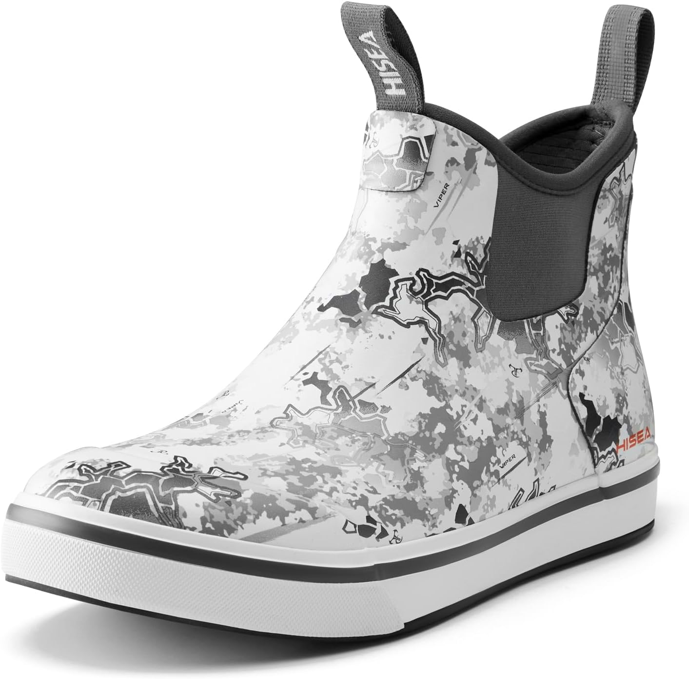 Men's Deck Rain Boots Saltwater Fishing Booties Waterproof Ankle Rain Boots with High Traction 11 Grey Camo