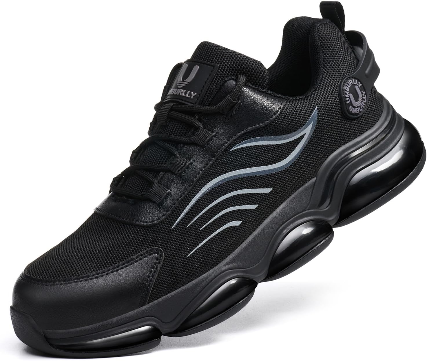 Asiman Steel Toe Shoes for Men Indestructible Lightweight Safety Work Shoes Wide Non Slip Breathable Composite Toe Sneakers Puncture Proof Air Cushion Ergonomic Design 9 Black