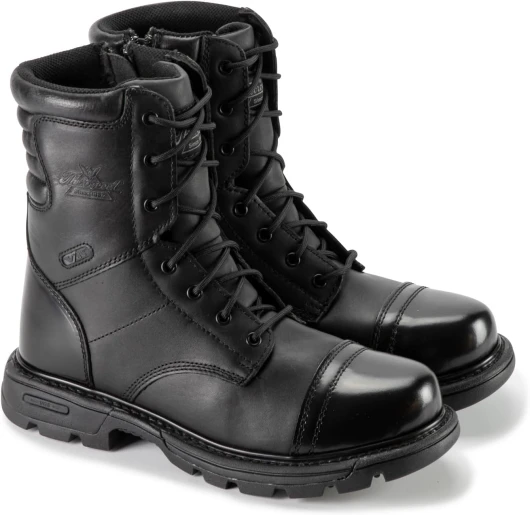 GEN-Flex2 8” Side-Zip Black Tactical Boots for Men and Women - High-Shine Leather Heel & Toe with Goodyear Storm Welt and Slip-Resistant Outsole 9.5 Black