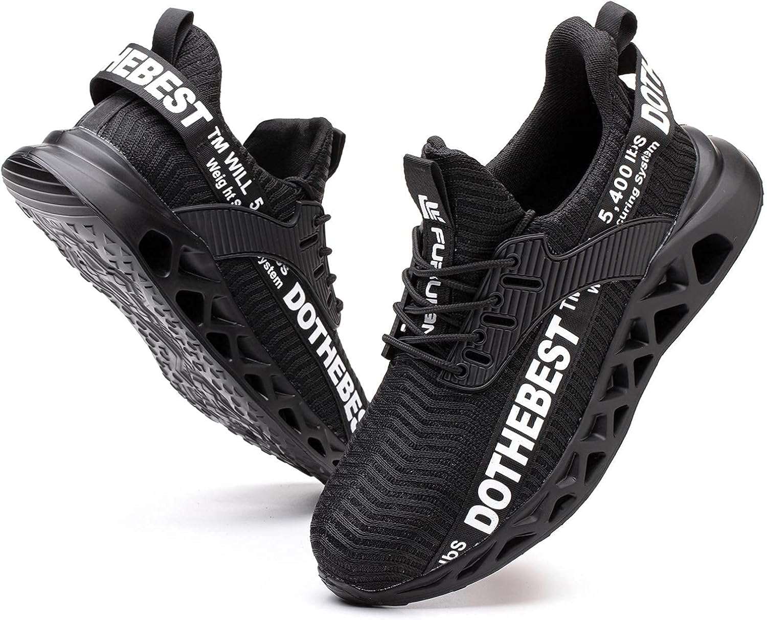 Steel Toe Sneakers for Men Women Lightweight Safety Shoes Comfortable Puncture Proof Slip On Indestructible Work Shoes 11.5 Women/10 Men Black