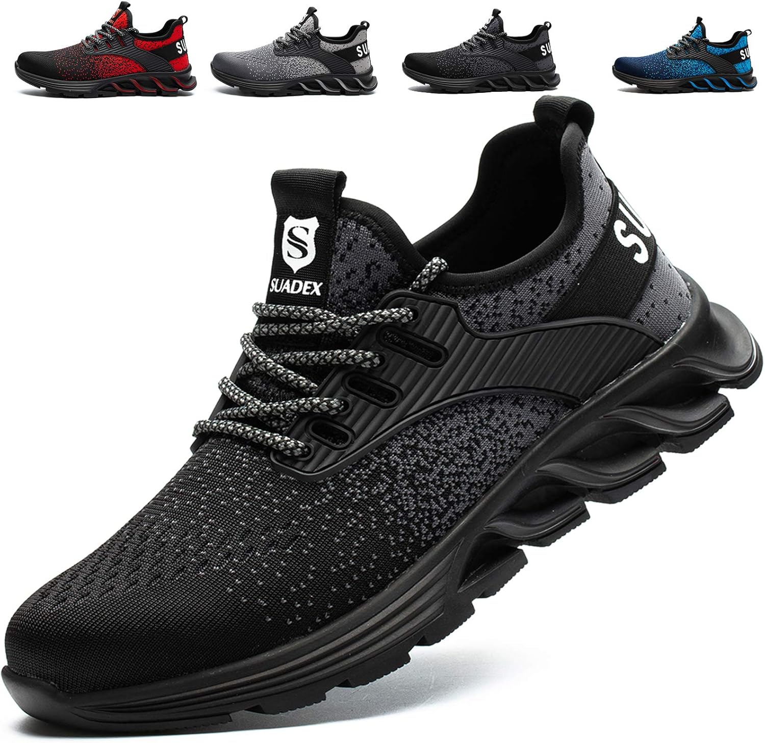 Steel Toe Sneakers for Men Women Indestructible Work Safety Shoes Lightweight Comfortable Slip Resistant Composite Toe 8 Women/6.5 Men Black